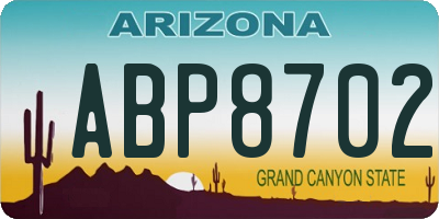 AZ license plate ABP8702