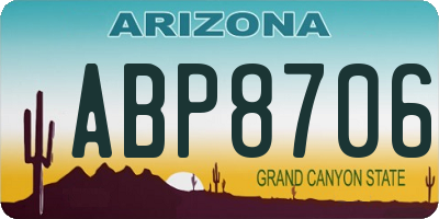AZ license plate ABP8706
