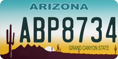AZ license plate ABP8734