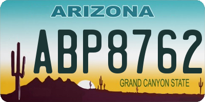 AZ license plate ABP8762