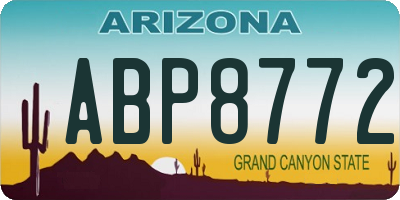 AZ license plate ABP8772