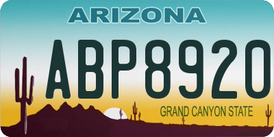 AZ license plate ABP8920