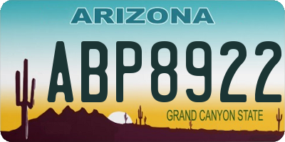 AZ license plate ABP8922