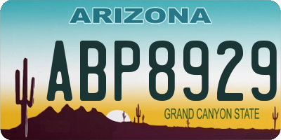 AZ license plate ABP8929