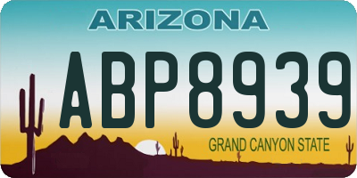 AZ license plate ABP8939