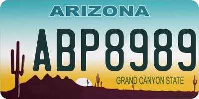 AZ license plate ABP8989