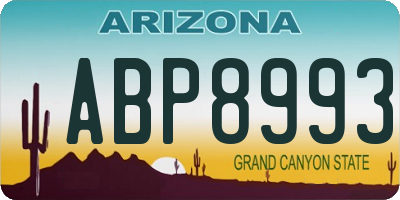 AZ license plate ABP8993