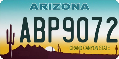 AZ license plate ABP9072