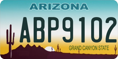 AZ license plate ABP9102
