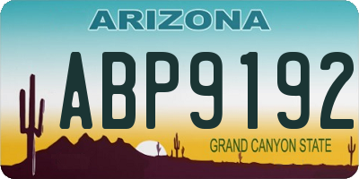 AZ license plate ABP9192