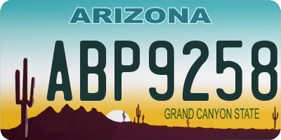AZ license plate ABP9258