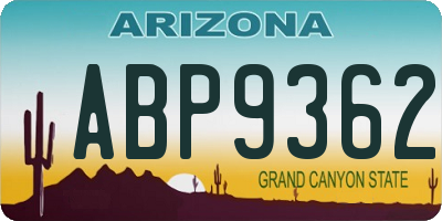 AZ license plate ABP9362