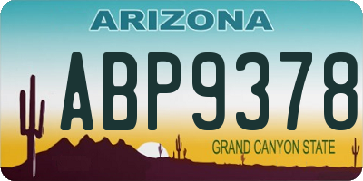 AZ license plate ABP9378