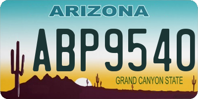 AZ license plate ABP9540