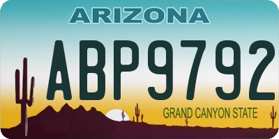 AZ license plate ABP9792