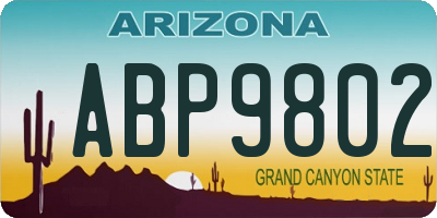 AZ license plate ABP9802