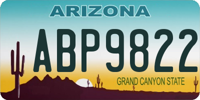 AZ license plate ABP9822