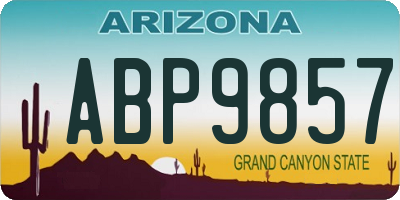 AZ license plate ABP9857