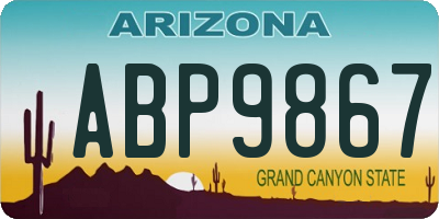AZ license plate ABP9867