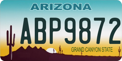 AZ license plate ABP9872