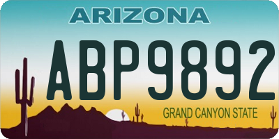 AZ license plate ABP9892