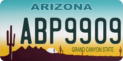 AZ license plate ABP9909