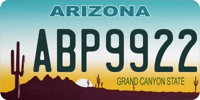 AZ license plate ABP9922