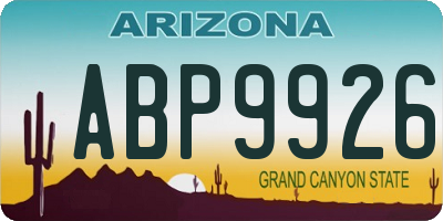 AZ license plate ABP9926