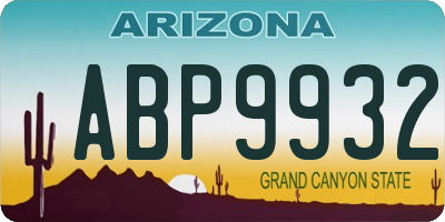 AZ license plate ABP9932