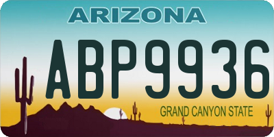 AZ license plate ABP9936