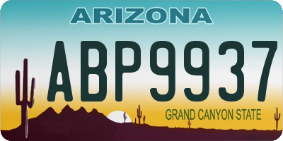 AZ license plate ABP9937