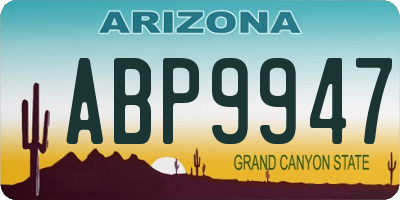 AZ license plate ABP9947