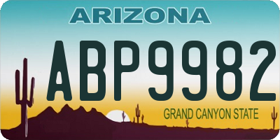 AZ license plate ABP9982
