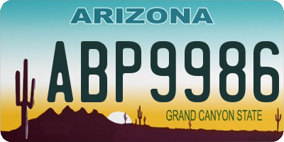 AZ license plate ABP9986
