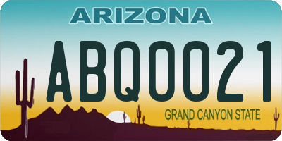 AZ license plate ABQ0021