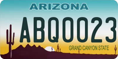 AZ license plate ABQ0023