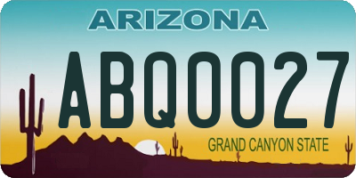 AZ license plate ABQ0027