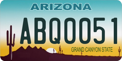 AZ license plate ABQ0051