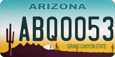 AZ license plate ABQ0053