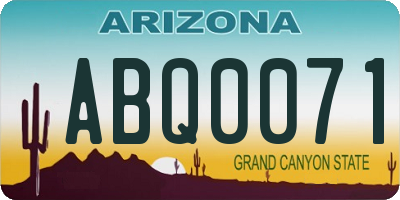 AZ license plate ABQ0071