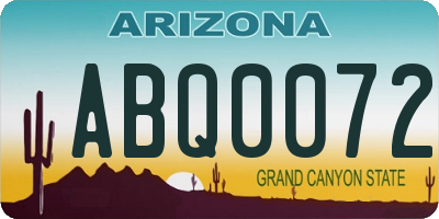 AZ license plate ABQ0072