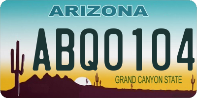 AZ license plate ABQ0104