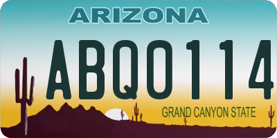 AZ license plate ABQ0114