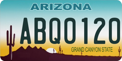 AZ license plate ABQ0120