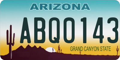 AZ license plate ABQ0143