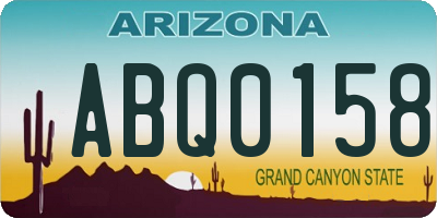 AZ license plate ABQ0158
