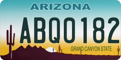 AZ license plate ABQ0182