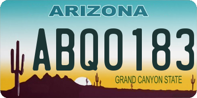 AZ license plate ABQ0183