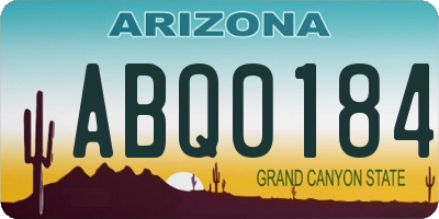 AZ license plate ABQ0184