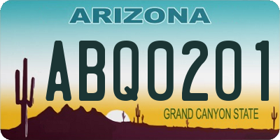 AZ license plate ABQ0201